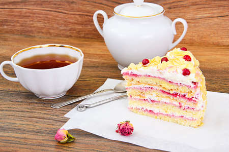 Tasty Dessert Cake with Cranberries Studio Photoの写真素材