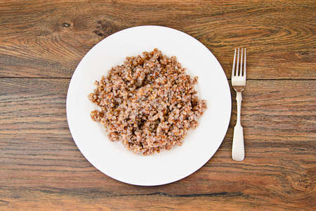 Buckwheat on Plate. Diet Food Studio Photoの写真素材