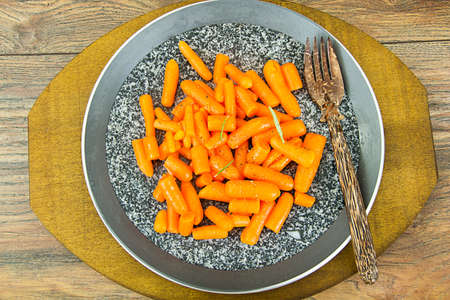 Healthy and Diet Food: Carrots on Plate. Studio Photoの写真素材