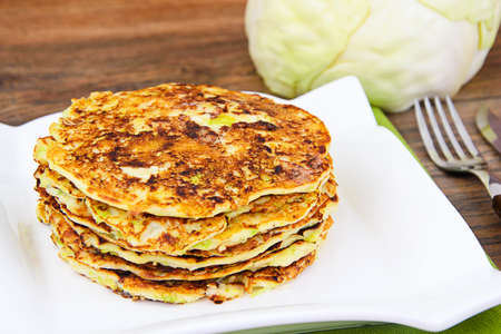 Diet Food Pancakes with Cabbage  Studio Photoの写真素材