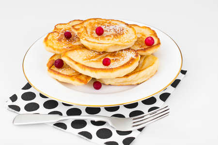 Tasty Pancakes with Cranberry Stack Studio Photoの写真素材