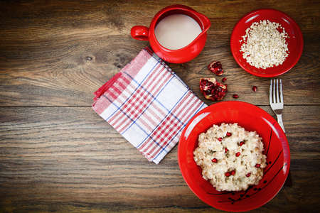 Porridge with Pomegranate Diet Healthy Food Studio Photoの写真素材