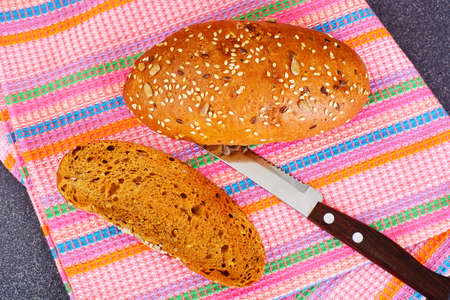 Fresh Tasty Bread on Dark Background Studio Photo