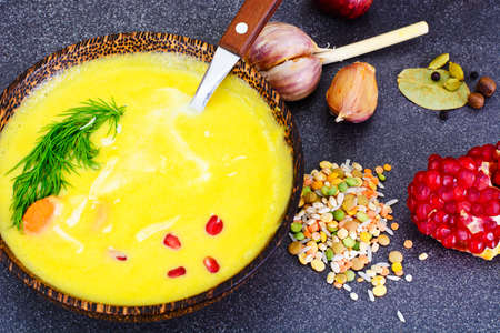 Cream - Lentils, Peas, Rice on Plate Studio Photoの写真素材