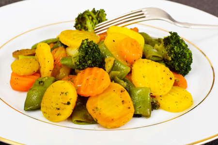 Grilled Vegetables Carrots, Green Beans, Broccoli Studio Photoの写真素材