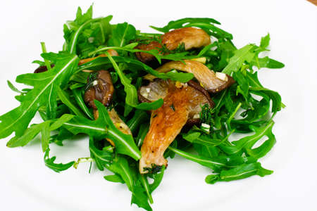 Salad and Arugula and Fried Oyster Mushrooms Studio Photoの写真素材