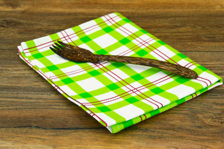 Kitchen Napkins Serving on Wood background. Studio Photoの写真素材