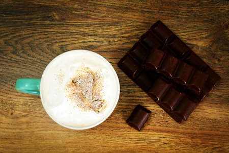 Cup of Coffee with Chocolate  on Dark Background in Retro Vintage Style. Studio Photoの写真素材