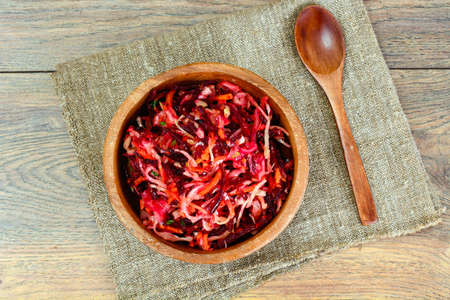 Salad of Beets and Carrots with Sauerkraut, Spices Studio Photoの写真素材
