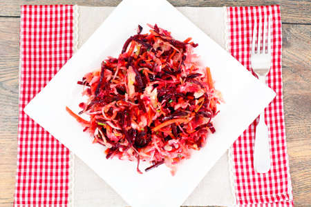 Salad of Beets and Carrots with Sauerkraut, Spices Studio Photoの写真素材