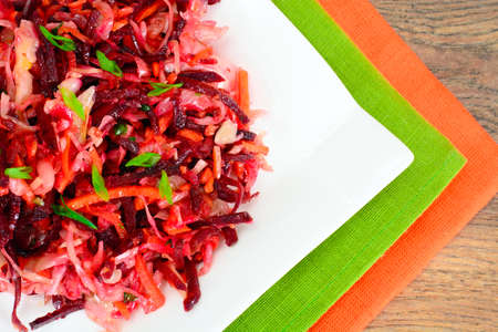 Salad of Beets and Carrots with Sauerkraut, Spices Studio Photoの写真素材