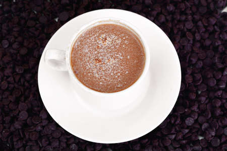 Chocolate for Baking, Confectionery, Decor with cup of Cappuccino. Studio Photoの写真素材