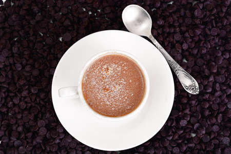 Chocolate for Baking, Confectionery, Decor with cup of Cappuccino. Studio Photoの写真素材