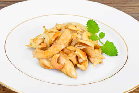 Chicken with Cashew Nuts and Soy Sauce. Asian Cuisine Studio Photoの写真素材