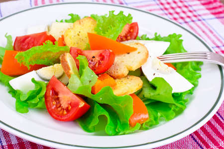 Tomato, Sweet Pepper with Egg and Bruschetta Studio Phoroの写真素材