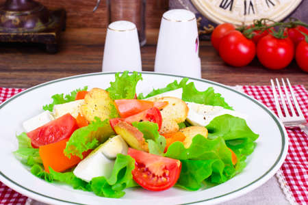 Tomato, Sweet Pepper with Egg and Bruschetta Studio Phoroの写真素材