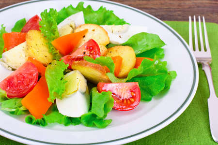 Tomato, Sweet Pepper with Egg and Bruschetta Studio Phoroの写真素材