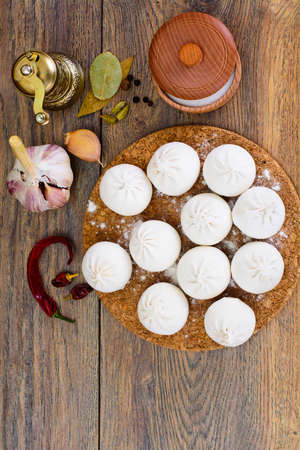 Khinkali National Dish of Georgian Cuisine Studio Photoの写真素材