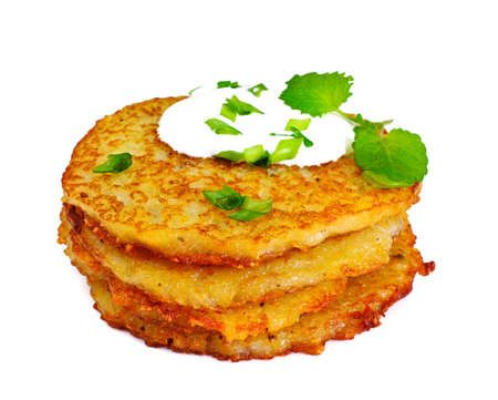 Fried Potato Pancakes. Belarusian and German Cuisine. Studio Photoの写真素材