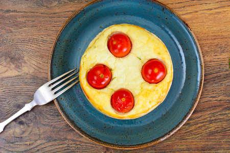Kish with Ricotta, Cherry Tomatoes and Mint Studio Photoの写真素材