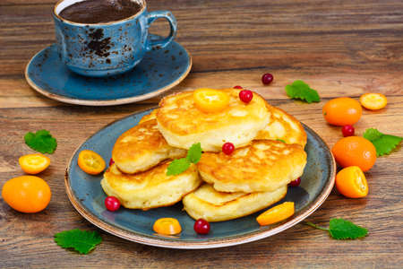 Pancakes with Kumquats and Cranberries Studio Photoの写真素材