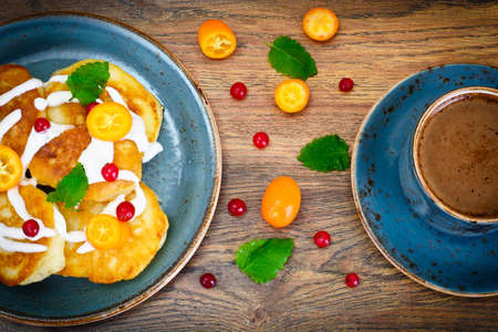 Pancakes with Kumquats and Cranberries Studio Photoの写真素材