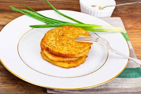 Fried Potato Pancakes. Belarusian and German Cuisine. Studio Photo