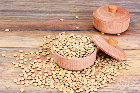 Green Lentils Rustic Background Studio Photoの写真素材