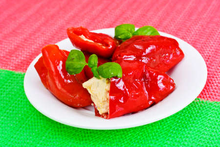 Paprika Stuffed with Goat Cheese Studio Photoの写真素材