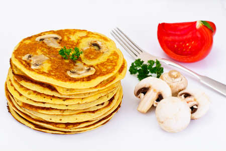Tasty Pancakes Stack with Mushroom Studio Photoの写真素材
