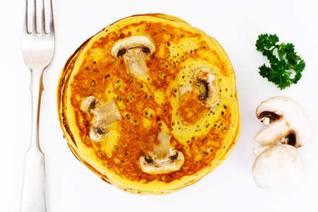 Tasty Pancakes Stack with Mushroom Studio Photoの写真素材