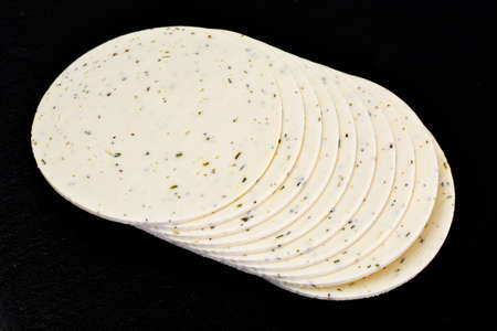 Cheese Curd with Herbs on Black Studio Photoの写真素材