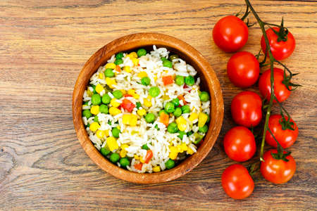 Risotto with Vegetables, Carrots and Peas. Studio Photoの写真素材
