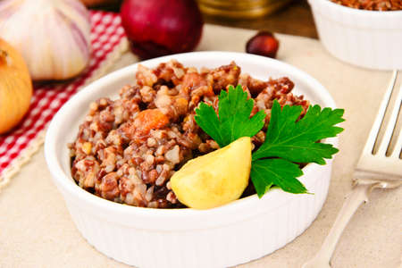 Pilaf with Meat, Carrots and Red Rice Studio Photoの写真素材