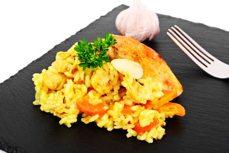 Healthy Food: Pilaf with Meat and Rice. Studio Photoの写真素材