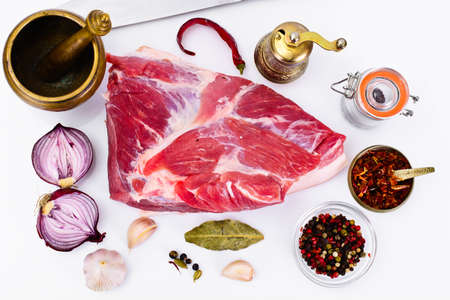 A Piece of Fresh Raw Pork, Meat Studio Photoの写真素材