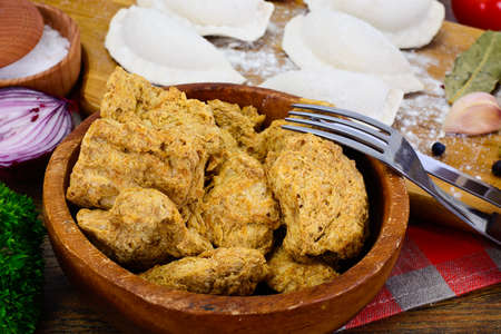 Homemade Dumplings with Soy Meat, Russian Pelmeni Studio Photo