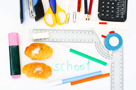 Back to School Concept on White Studio Photo