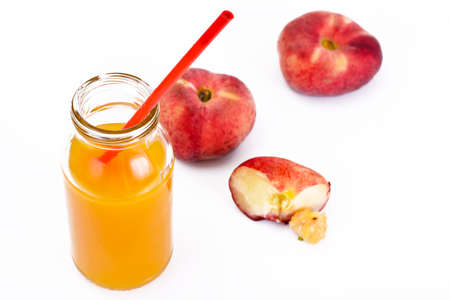 Peach Juice on White Background Studio Photo