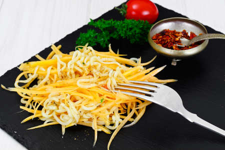 Warm Salad of Pasta with Pumpkin, Carrots, Peas and Cherry Tomatoes Studio Photo