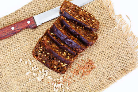 Rye bread with sunflower seeds, sesame seeds, raisins and other dried fruits Studio Photoの写真素材