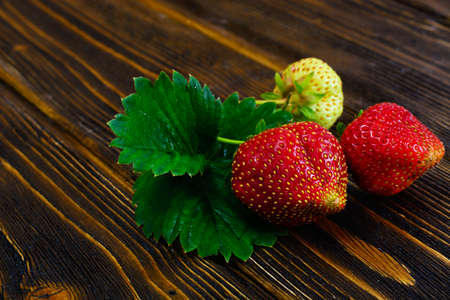 Tasty Sweet Strawberry on Wooden Background Studio Photoの写真素材