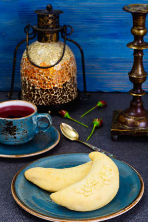 Shortbread Cookies in the Form of the Moon. Ramadan Kareemの写真素材