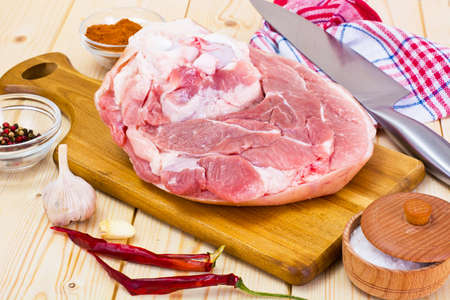 A Piece of Fresh Raw Pork, Meat Studio Photoの写真素材