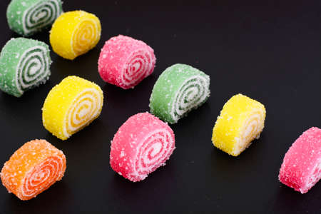 Sweet Candied Fruit Jelly on Dark Background Studio Photoの写真素材