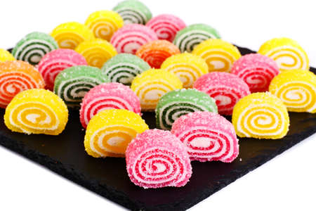 Sweet Candied Fruit Jelly on Dark Background Studio Photoの写真素材