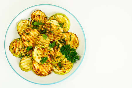 Zucchini Grilled with Fennel on Plate Studio Photoの写真素材