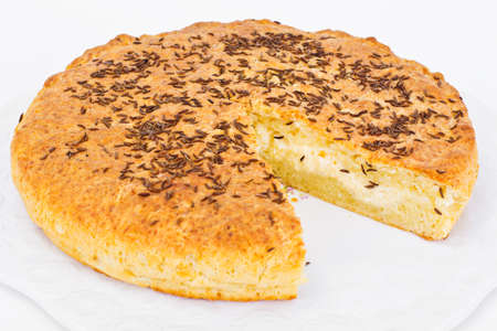 Georgian National Dish Pie with Cheese and Caraway Khachapuri Studio Photoの写真素材