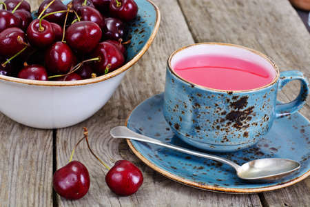 Ripe Juicy Cherries with Compote Studio Photoの写真素材