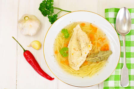 Chicken Broth with Noodles Studio Photoの写真素材